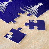 Kerstbomen Zilver op Kobaltblauw Legpuzzel (Zijkant)