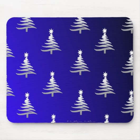 Kerstbomen Zilver op Kobaltblauw Muismat (Voorkant)