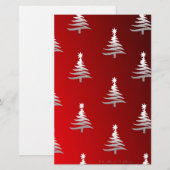 Kerstbomen Zilver op Rood Briefpapier (Voorkant / Achterkant)