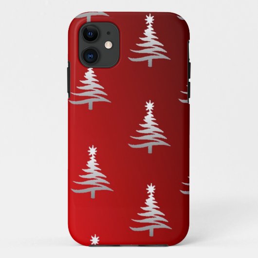 Kerstbomen Zilver op Rood Case-Mate iPhone Case (Achterkant)