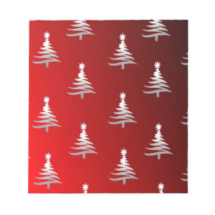 Kerstbomen Zilver op Rood Notitieblok