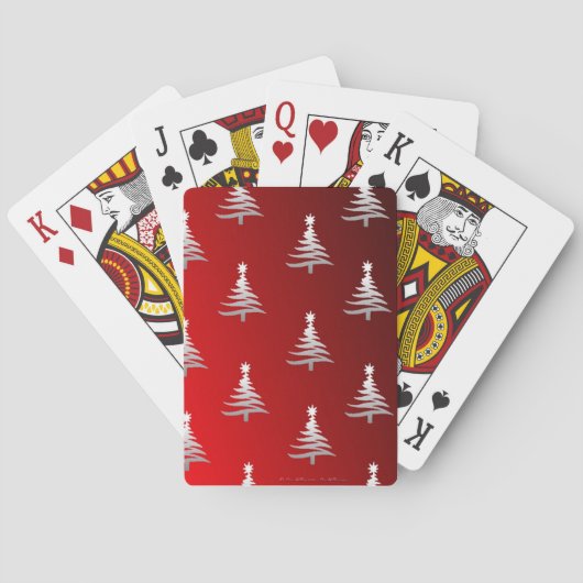 Kerstbomen Zilver op Rood Pokerkaarten (Achterkant)