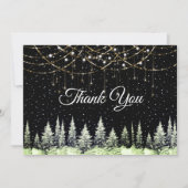 Kerstbomen zilveren glitter druiplampen bedankkaart (Voorkant)