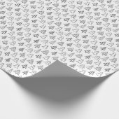 Kerstbomen zwart en wit patroon cadeaupapier (Hoek)