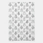 Kerstbomen zwart en wit patroon theedoek (Verticaal)