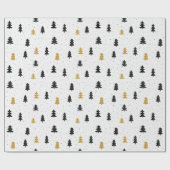 kerstbomen zwart goudpatroon Wrapppapier Cadeaupapier (Vlak)