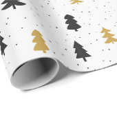 kerstbomen zwart goudpatroon Wrapppapier Cadeaupapier (Rol Hoek)