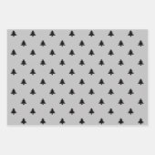 Kerstbomen zwart wit grijs minimalist inpakpapier vel (Voorkant 2)