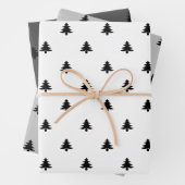 Kerstbomen zwart wit grijs minimalist inpakpapier vel (In situ)