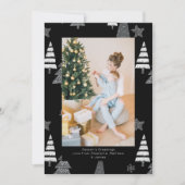 kerstbomen zwart wit patroon, aangepast feestdagenkaart (Voorkant)