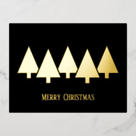 Kerstbomen zwarte Folie Sportkaart Feestdagen Briefkaart