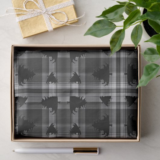 Kerstbomen Zwarte Geruite Tissuepapier (Geschenk)