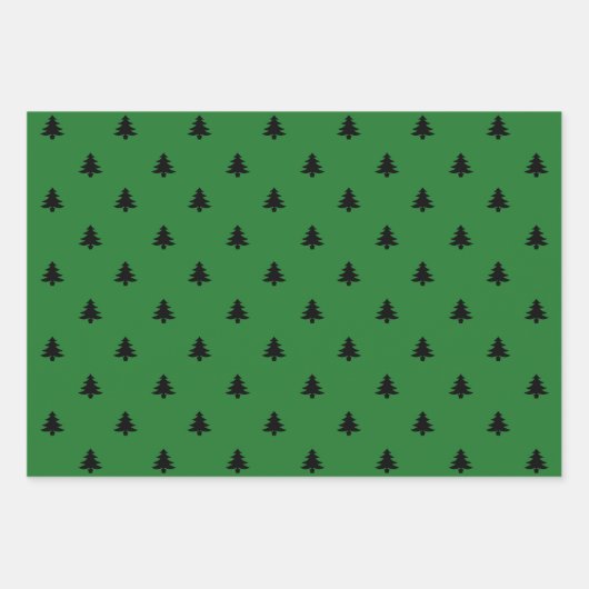 Kerstbomen zwarte rode witte groene minimalist inpakpapier vel (Voorkant 3)