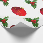 kerstbommen en Holly Wrapping Paper Cadeaupapier (Hoek)
