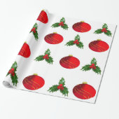 kerstbommen en Holly Wrapping Paper Cadeaupapier (Uitgerold)
