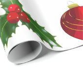 kerstbommen en Holly Wrapping Paper Cadeaupapier (Rol Hoek)