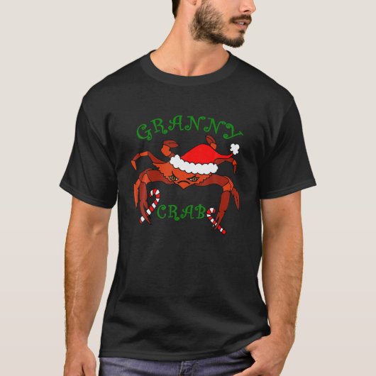 Kerstbonny Crab Santa Hat Funny Matching Fam T-shirt (Voorkant)