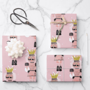 kerstbont, met de hand getekende roze inpakpapier vel