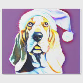 kerstbonthond in roze Santa Hat Cadeaupapier (Vlak)