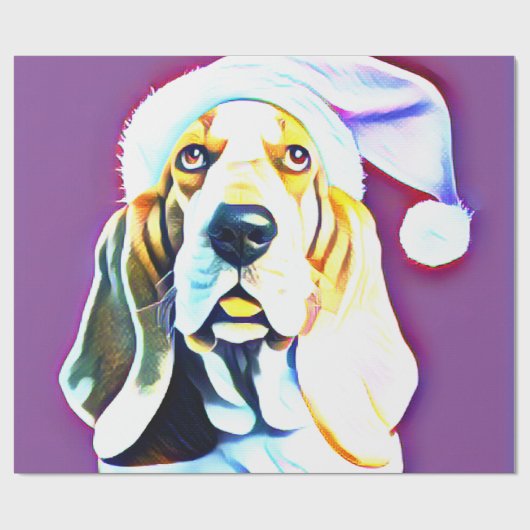 kerstbonthond in roze Santa Hat Cadeaupapier (Vlak)