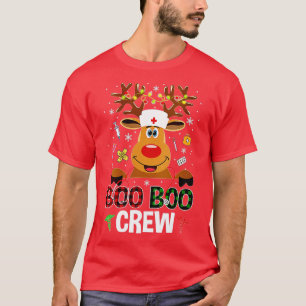 Kerstboo Boo Crew Reindeer Nurse Buffalo Plai T-shirt