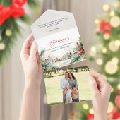 Kerstboodschap Aquarel Winterse Landschap  All In One Uitnodiging