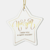 Kerstboodschap Foto Ster Keramisch Ornament (Links)