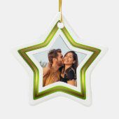 Kerstboodschap Foto Ster Keramisch Ornament (Achterkant)