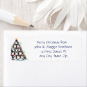 Kerstboodschap Penguin Kerstboom Fun Etiket (Insitu)