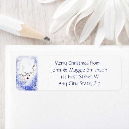 Kerstboodschap Rendier Red Nose Fun Etiket (Insitu)