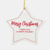 Kerstboodschap Ster Keramisch Ornament (Voorkant)