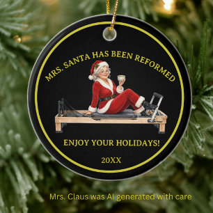 Kerstboodschap van mevrouw Kerstman Pilates Keramisch Ornament
