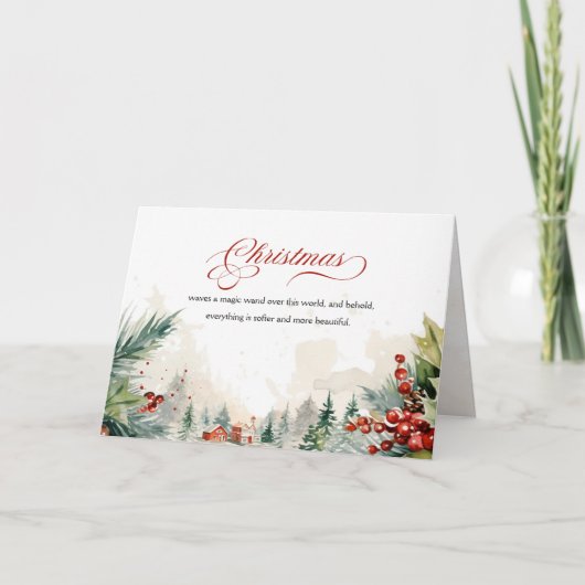 Kerstboodschap Winter Scene Niet Foto Feestdagen Kaart (Voorkant)