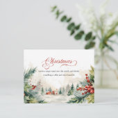Kerstboodschap Winter Scene Niet Foto Feestdagenkaart (Staand voorkant)