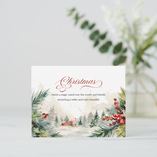 Kerstboodschap Winter Scene Niet Foto Feestdagenkaart (Staand voorkant)