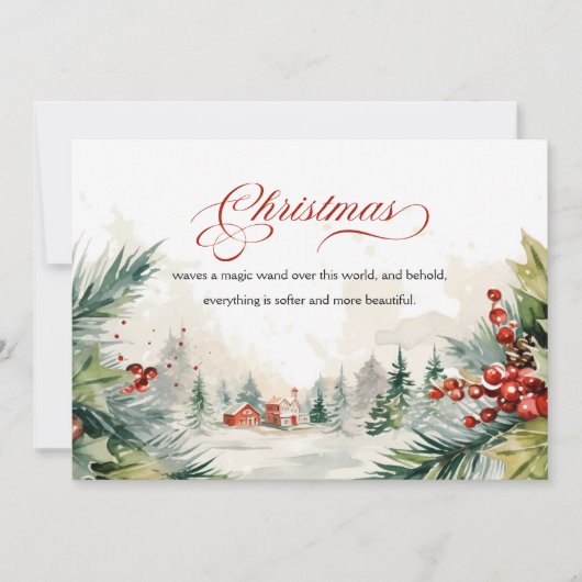 Kerstboodschap Winter Scene Niet Foto Feestdagenkaart (Voorkant)
