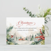 Kerstboodschap Winter Scene Niet Foto Feestdagenkaart (Staand voorkant)