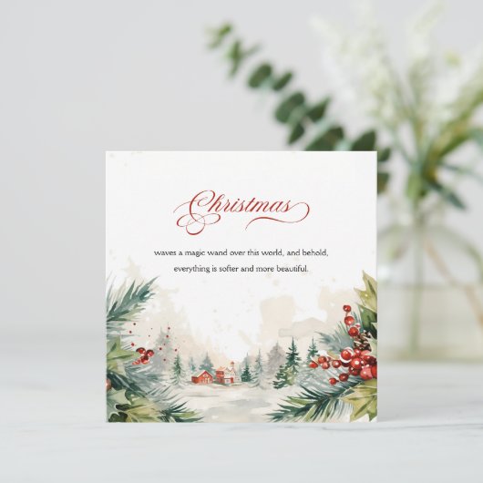 Kerstboodschap Winter Scene Niet Foto Feestdagenkaart (Staand voorkant)