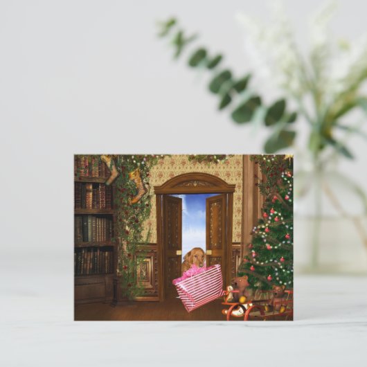 Kerstboodschapper Feestdagenkaart (Staand voorkant)