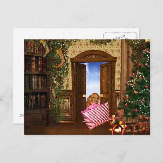 Kerstboodschapper Feestdagenkaart (Voorkant / Achterkant)