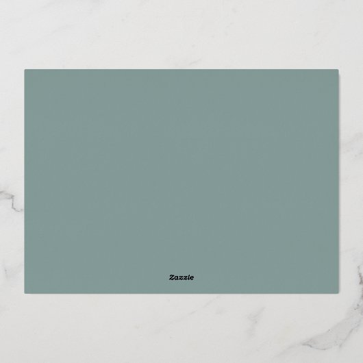 Kerstboog 1 foto modern blauw goud met minimalisti folie feestdagenkaart (Achterkant)