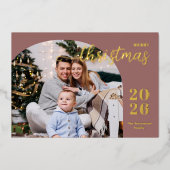 Kerstboog 1 foto moderne minimalist folie feestdagenkaart (Voorkant)