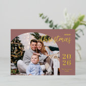 Kerstboog 1 foto moderne minimalist folie feestdagenkaart (Staand Voorkant)