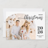 Kerstboog 2 foto's modern, lichtrood feestdagenkaart (Voorkant)