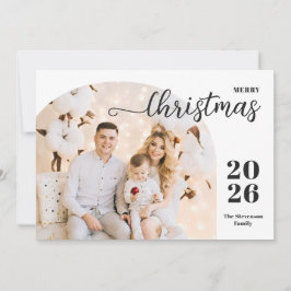 Kerstboog 2 foto's moderne, minimalistische grijs feestdagenkaart