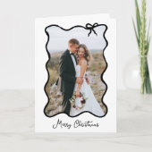 kerstboog | Chic zwart-wit foto Lijst Feestdagen Kaart (Voorkant)