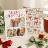 Kerstboog Drie Foto Feestdagenkaart