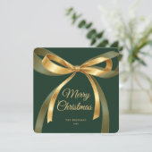 Kerstboog Elegant Groen Goud Feestelijk Feestdagenkaart (Staand voorkant)