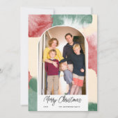 Kerstboog Foto Abstract Aquarel Feestdagenkaart (Voorkant)