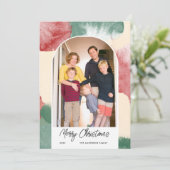 Kerstboog Foto Abstract Waterverf Feestdagenkaart (Staand voorkant)